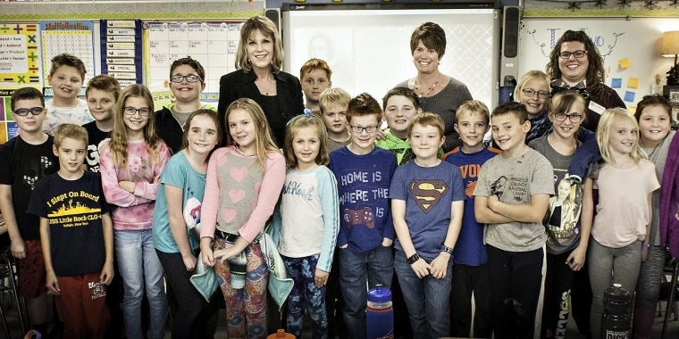 Senator Young participated in a special “Ag in the Classroom” program with fourth graders at Livonia Elementary in 2017.