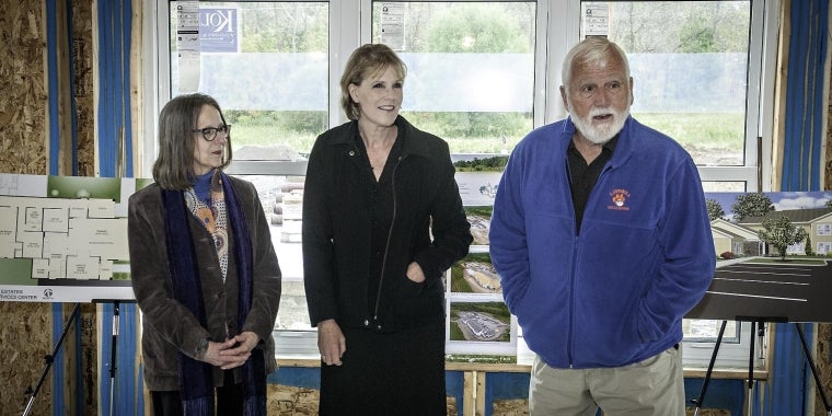 Senator Young was joined by Jill Alcorn, President/CEO of the Genesee Valley Rural Preservation Council, Inc. and Livonia Mayor Calvin Lathan on a tour of Wildbriar Estates, an affordable housing complex for the elderly in Livonia that is under construction.
