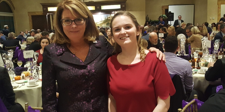 Senator Pam Helming and Briana McCoy, a District Office intern, at the Safe Harbors Harvest of Hope Gala.