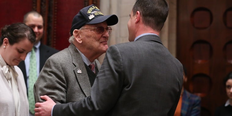 Senator Carlucci with Alan Moskin, a World War II Veteran