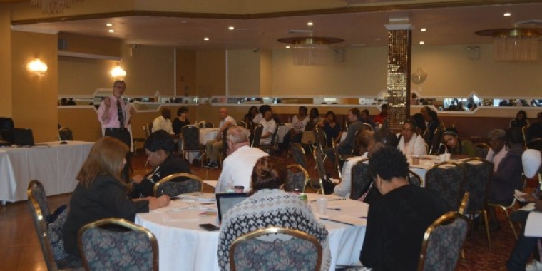 Many residents attended the event. During this portion they learned about fundraising from Gregory Cohen, Associate Director of Cause Effective.