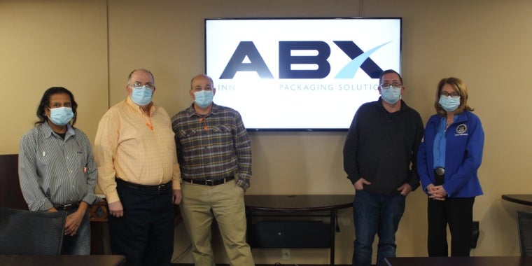 L-R: From ABX in Macedon, AJ Amin, David Heckman, Nick Damico, and Kent Graham, Senator Helming