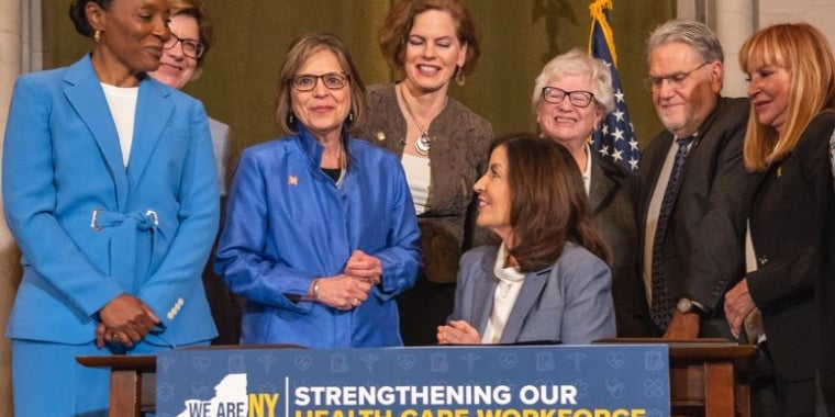 Governor Kathy Hochul signs Senator Stavisky sponsored legislation to address the NYS nursing shortage.