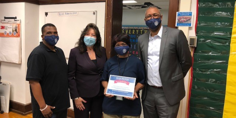 Senator Serino is pictured above at Clinton Elementary School with Principal David Scott, Brenda McKinney, and Dr. Eric Rosser.