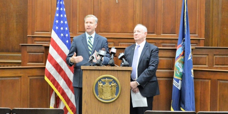 State Senator Chris Jacobs with Better Business Bureau of Upstate New York CEO Warren Clark