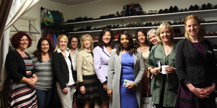 Senator Serino is pictured above at the Dress for Success Dutchess County Boutique in Poughkeepsie with local businesswomen following her roundtable event. Participants included Rebecca Lee, President, Bella Luci Salon; Nicolette DeLuccia, Partner, Nic L Inn Wine Cellar; Jennifer Pawenski, Marketing Director, Chazen Companies; Elizabeth Madsen, Owner, Elizabeth Boutique; Sheila Appel, Regional Manager IBM; Robin Blue-Brown; Keryl Pesce, Author, Happiness Expert, Radio Show co-host; Molly Ahearn, President, Full Deck Design; Elizabeth Hart, Executive Director, Walkway Over the Hudson; Brianne Kelly, Program Coordinator/Youth Development, Chamber Foundation of DCRCOC.