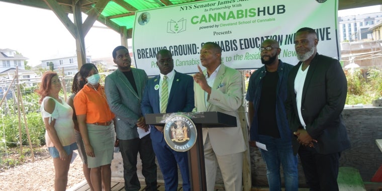 Senator Sanders was joined by community leaders and supporters during his press conference launching his Cannabis Workforce Initiative.