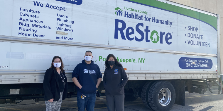Senator Sue Serino pictured with (L-R) Jessica Miucchio, Community Development Director, and Brian Nesheiwat, Habitat for Humanity of Dutchess County Restore Manager.
