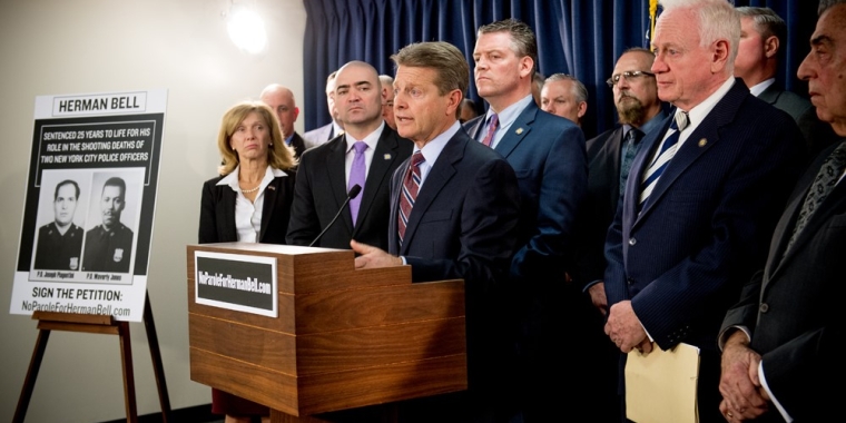Senator Gallivan leads a news conference at the State Capital.