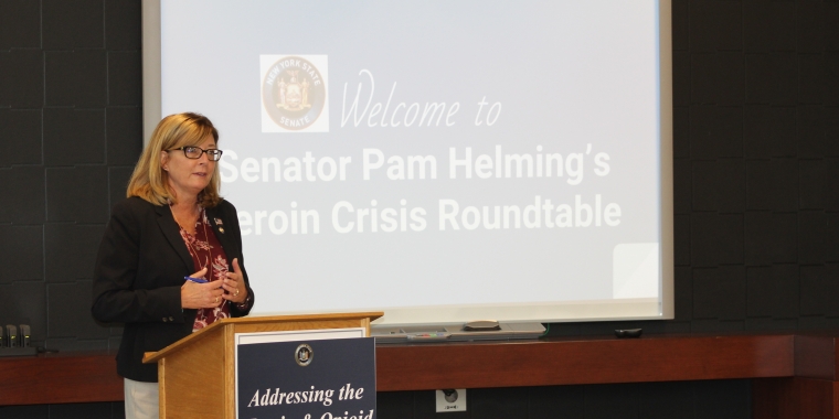 Senator Pam Helming hosts her Addressing the Heroin & Opioid Addiction Crisis roundtable discussion in Seneca Falls in November.