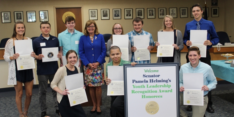 Senator Pam Helming with last year's Youth Leadership Award recipients