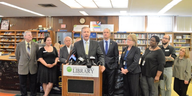 Senator Jacobs and Assemblyman Ryan Announce over $1.2 million in funding to rehab the Crane Branch Library in the Elmwood Village, one of the busiest and most used libraries in the Buffalo and Erie County system.