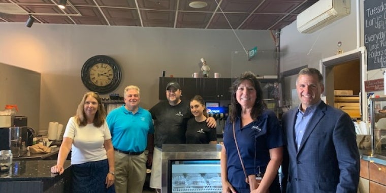 Senator Serino is pictured above during her stop at Madison's Pizza Cafe & Catering.