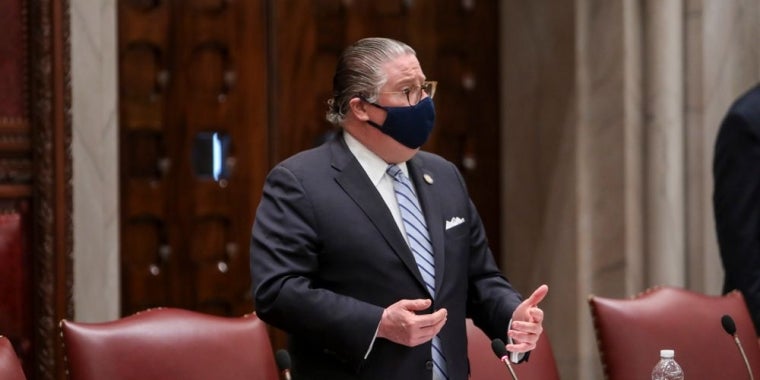 State Sen. Pete Harckham on the floor of the Senate