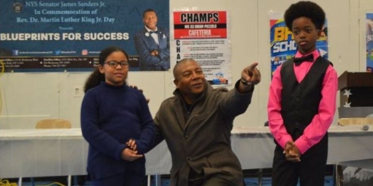 Senator Sanders asks some people in attendance to speak about what Dr. King means to them. On the right, is 11-year-old child advocate Obocho Peters, who recited Dr. King’s “What Is Your Life’s Blueprint?” speech at the event.