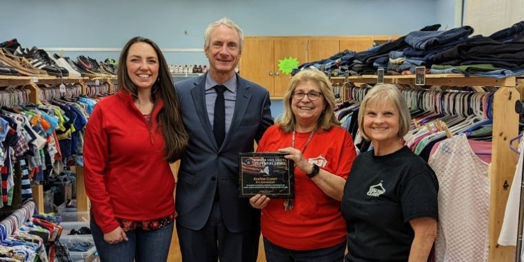 From left: Ken-Ton Closet founder Jill O’Malley, Senator Sean Ryan, Cathy McLeod, Sharon Boyd Cianciosi, May 6, 2022