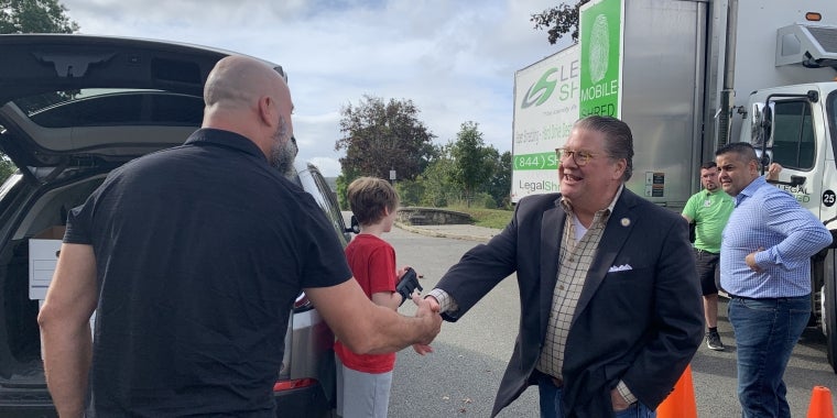 Sen. Harckham greets residents at document shredding event in Peekskill