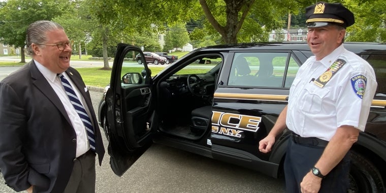 Senator Harckham with Somers Police Chief Brian Linkletter