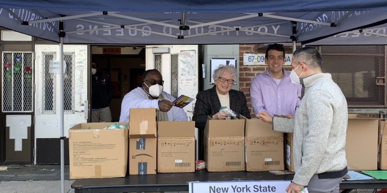 Left to right: Pomonok Site Director Patrick Pinchinat, Senator Toby Ann Stavisky & Assemblymember Daniel Rosenthal