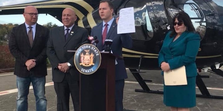 Rainbow Air Helicopter Tours Manager Pat Proctor, Assemblyman Angelo Morinello, Senator Rob Ortt, and Niagara Falls Water Board Member Colleen Larkin.