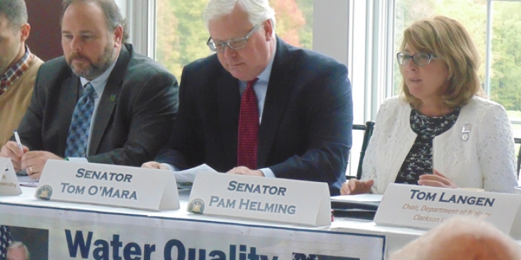 Senator Pam Helming participates in a water quality forum hosted by Senator Tom O'Mara at Starkey's Lookout in Dundee on Wednesday, October 24.