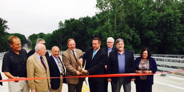 Pictured L-R are Senator Bonacic, Town of Goshen Supervisor Douglas Bloomfield, Orange County Legislator Phil Canterino, Orange County Commissioner of Public Works Chris Viebrock, Orange County Executive Steve Neuhaus, Orange County Legislator Barry Cheney, Orange County Legislator John Vero, and representative from Congressman Sean Patrick Maloney’s Office Maria Ingrassia.