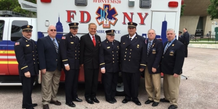 Senator Bonacic is pictured with members of the leadership of the Firefighter’s Association of the State of New York (FASNY). Among those pictured are Robert McConville, President of FASNY, Kenneth Pienkowski, Vice President of FASNY and Chan Rivera, member of the FASNY Board of Directors.