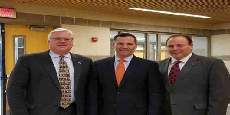 Senator O'Mara and Assemblyman Palmesano (r.) hosted Dutchess County Executive Marc Molinaro (c.) in Corning today for a discussion with local leaders on the county executive's "ThinkDIFFERENTLY" initiative.