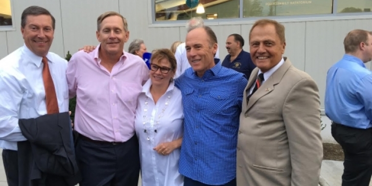 Senator Bonacic is pictured with (L-R) Michael Gilfeather, President and CEO of Orange Bank and Trust Company, D.W. Porto, Christine Porto and Rich Rowley. The Porto and Rowley families each contributed $250,000 towards the construction of the pool.