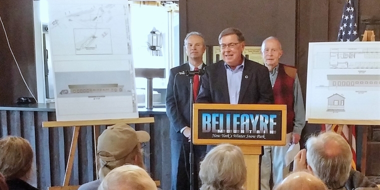 Senator Seward announces funding for a new medical center at Belleayre Mountain Ski Center during a 2015 press conference.